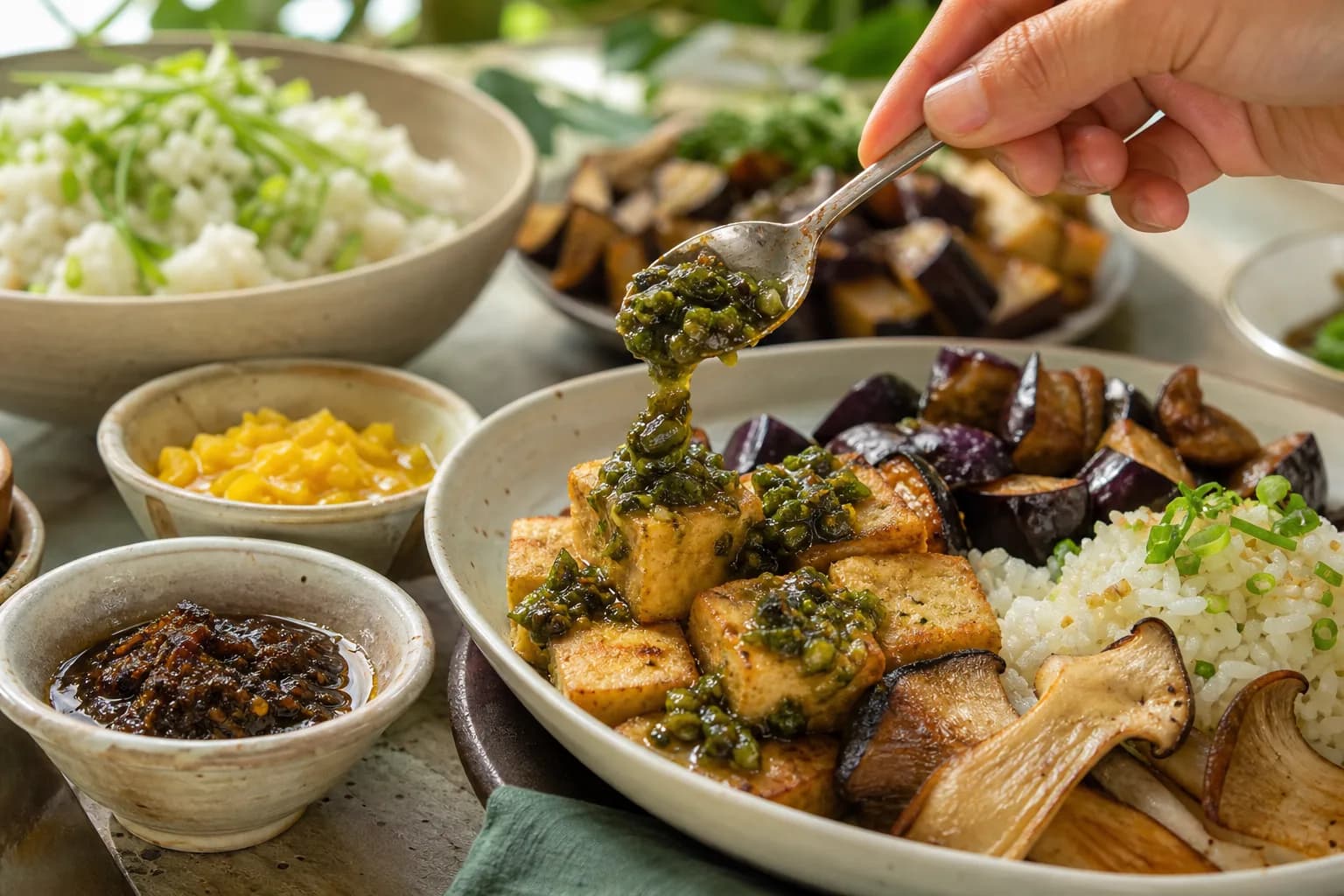Three Kyushu flavors being enjoyed with an everyday meal